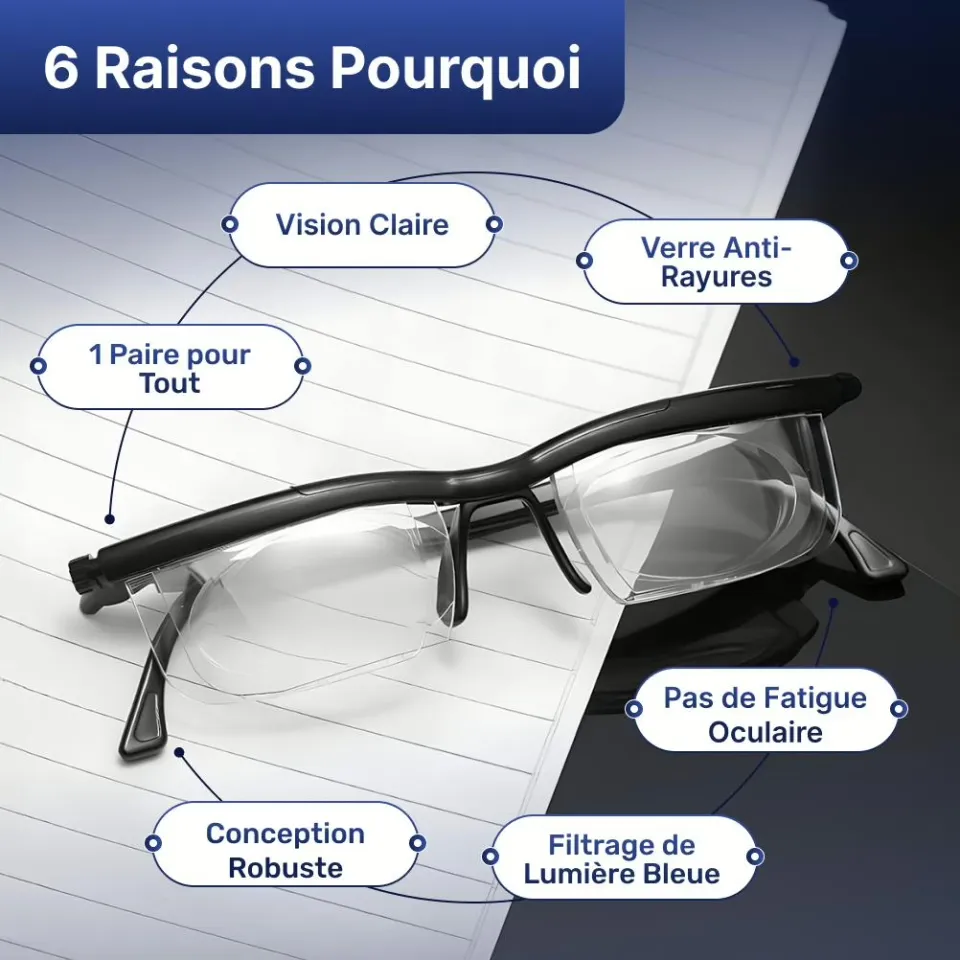 Lunettes NexOptrics adaptant la mise au point à différentes tâches
